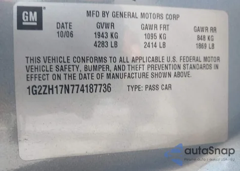 2007 Pontiac G6 Gt из США, поврежденный, VIN 1G2ZH17N774187736